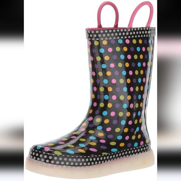 New Western Chief Diva Dot LED Light Up Rubber Rain Boots Size 1 - Picture 9 of 9